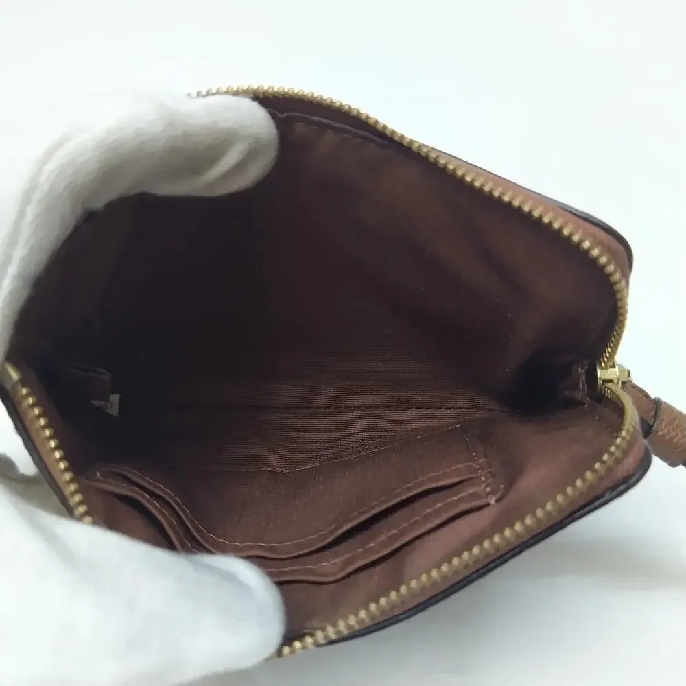 Coach Brown Leather Zipper Closure Coin Wallet